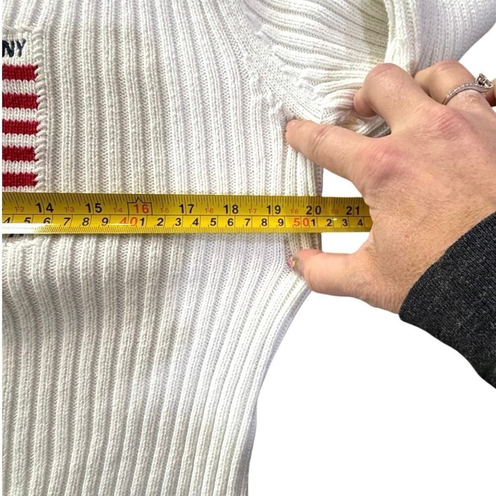 VTG Y2K Polo Ralph Lauren Polo Ribbed Knit Sweater American Flag White Red Small - Picture 8 of 15